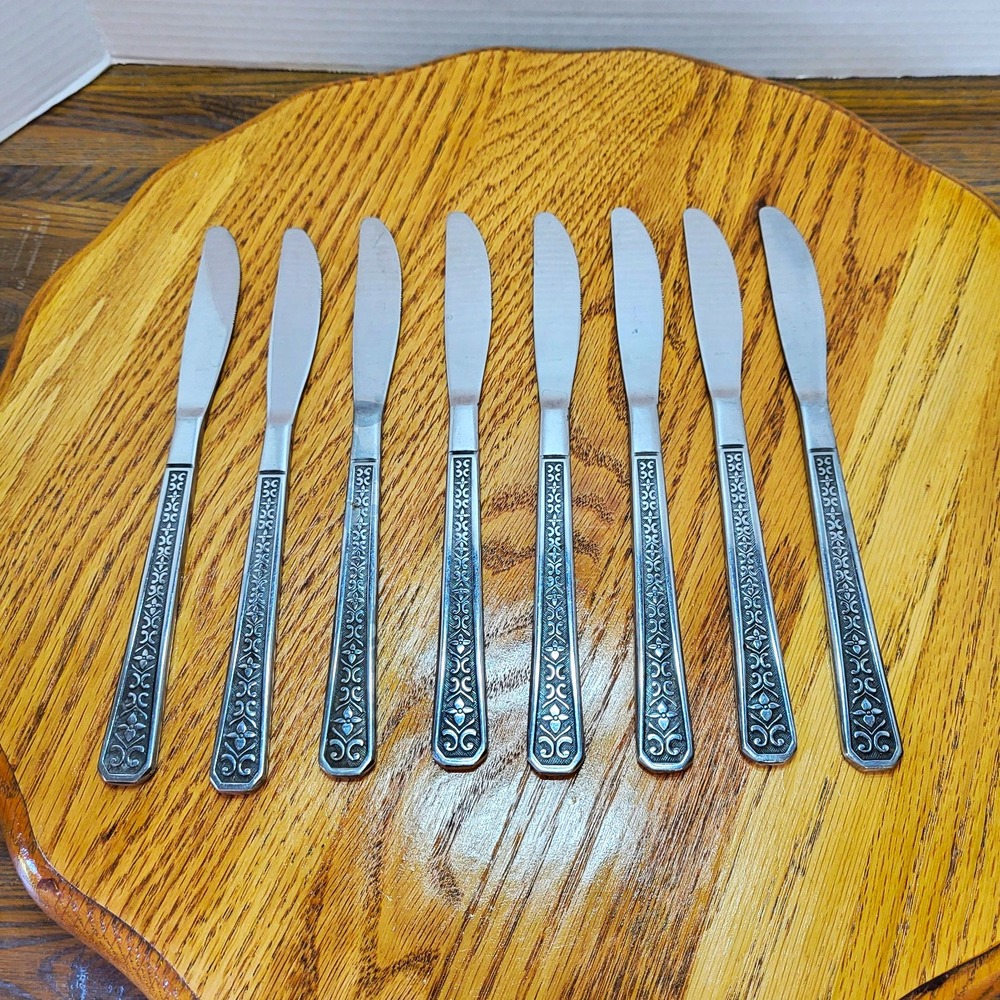 VTG Interpur Florenz Stainless Steel Flatware Japan Set Of 8 Dinner Knives